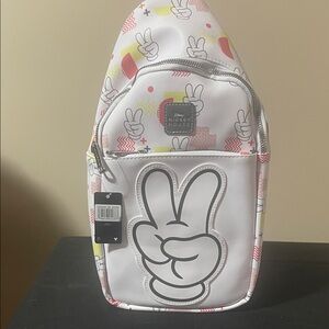 NWT Disney Vegan Leather Crossbody Sling Bag, Mickey Mouse Peace Fingers